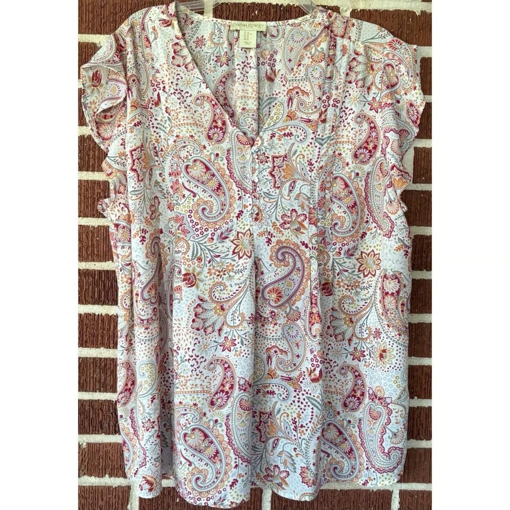 Cynthia Rowley Paisley Top 2XL NWOT